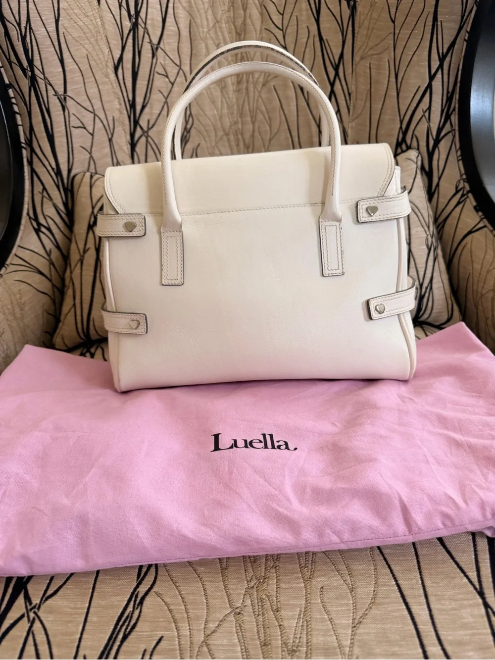 Luella Baby Giselle White Leather Satchel with Heart Charm Detail